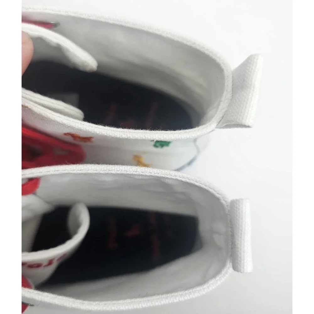 Polo Ralph Lauren Boys Sz 6.5 Hamptyn II White Multicolor Canvas HighTop Sneaker
